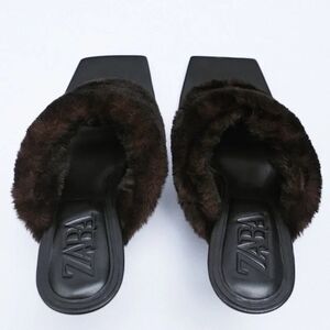 Zara Brown Fur Heel